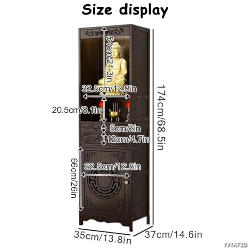 Table d'autel en bambou compacte avec niche et tiroir pour ranger vos objets de prière - 4
