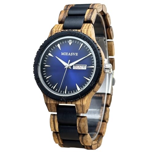 Montre en bois homme 42 mm : oubliez les allergies aux métaux grâce au quartz japonais calendrier