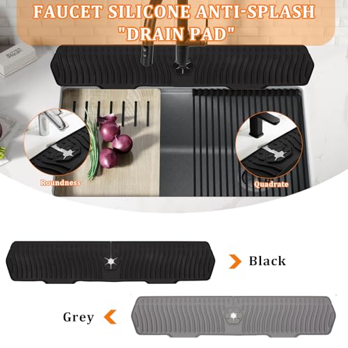 Image of 30 Inch Sink Splash Guard,Longer Silicone Sink Mat for Kitchen Bathroom,Kitchen Faucet,Silicone Sink Faucet Mat Splash Guard, Drip Protector Splash Countertop (Black)