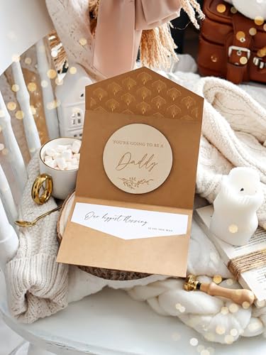 Image of Joli Coon Pregnancy announcement wooden card - You're going to be a daddy with pocketfold envelope and seal sticker - Baby announcement daddy