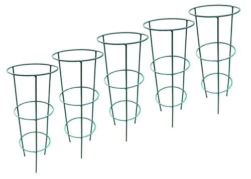 Selections Conical Garden Plant Support Rings 48cm High with 3 Support Rings - Pack of 5