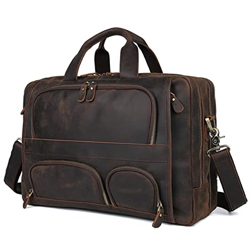 Mens Vintage Leather Briefcase With Pockets Cowhide Bag Business Crazy Horse Laptop Bags3