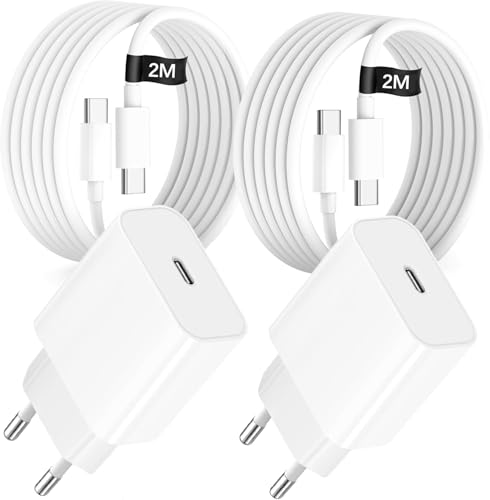 USB C Ladegerät Schnellladekabel Ladekabel für iPhone 17 16 15 Pro Max Plus/17 Air/17e/16e iPad Pro/Air Mini/10.11.Generation 2Pack 25W USBC Schnellladegerät 2M Kabel Charger Adapter Netzteil Stecker