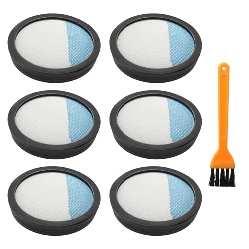Ryobi 18V ONE+コードレススティック掃除機PCL720、PBLSV716、PBLSV717交換用掃除機フィルター。パーツA32SV720Nと比較。再利用可能な洗えるフィルター6個パックとブラシ1個。