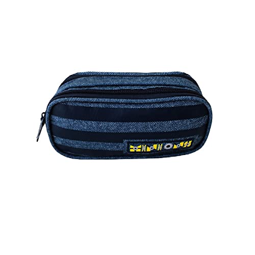 Kit Mochila Minions Jeans e Estojo Duplo Azul