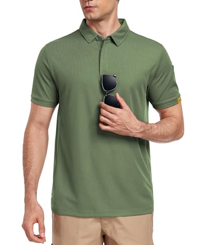 Csqtongan Polo Hombre Manga Corta, Camiseta Transpirable para Trabajo y Actividades al Aire Libre, Verde, L