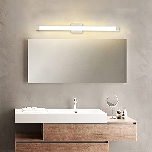 Image of Bathroom Vanity Light Brushed Nickel Square LED 24 inch 14W 4000K Natural White Light Wall Bar Lighting Fixtures Over Mirror (Brushed Nickel, 33.5in Dimmable)