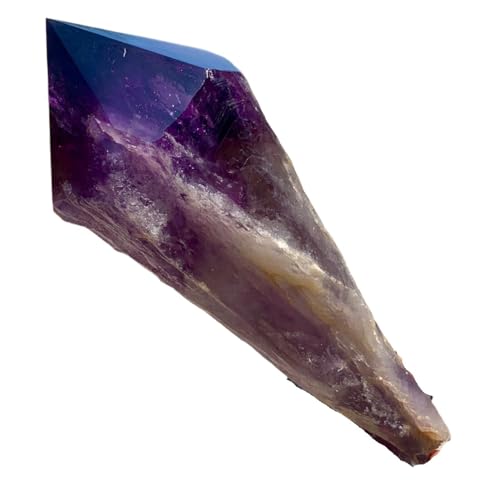REIUAFWYGV 1 pièce de 600 à 650 g de Cristal de Quartz améthyste à Double extrémité, Pointe de terminée