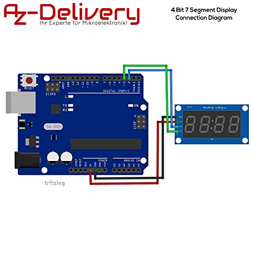 AZDelivery 4 Digits 7 Segment Digital Tube TM1637 LED Display Module ...