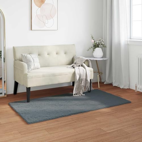 Mokuyary - Alfombra de piel sintética de conejo de olita, antracita, alfombra antideslizante para sala de estar, dormitorio, cocina, comedor, pasillos, L