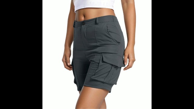 Shorts Cargo Donna Pantaloncini Cargo Donna Minthunter Vita Alta - Cotone Elasticizzato Estate Shorts Casual Con Tasche