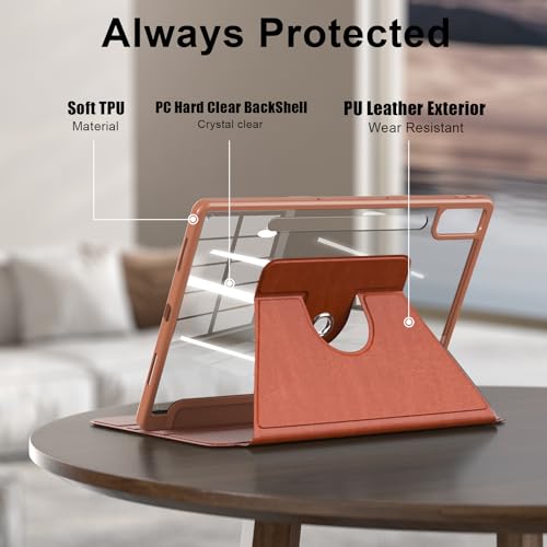 Coque rotative 360 Lenovo Tab P12 12,7 pouces TB371FC support marron - 4