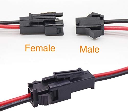 YIXISI 25 Pairs JST SM 2-Pin 2.54mm Pitch Plug Male and Female Connector Adapter with 100mm Electrical Cable Wire for LED Light
