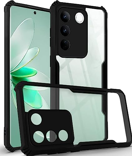 Image of Jkobi Back Cover Case for Vivo V27 | Vivo V27 Pro (Shockproof with Polycarbonate Clear Panel | Professional Black)