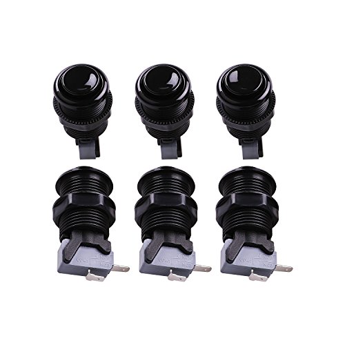Easyget 6 Pcs/lot HAPP Type Standard Arcade Push Button with Microswitch for Mame / Jamma / Arcade Video Games - 30MM Arcade Buttons (Black)