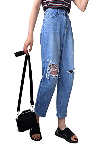 Anna-Kaci Women's Baggy Loose Ripped Jeans High Waist Boyfriend Distressed Loose Denim Pants2