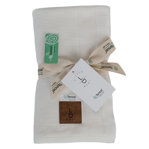 Image of Hypoallergenic Silky Baby Blanket - 30x40 Inches White, Oeko-TEX Certified, Thermal-Regulating, Soft Knit for Girls & Boys - Swaddle or Toddler Blanket, Dua
