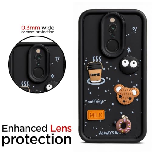Image of Bintage Cute Fun Ball | Taddy Cartoon 3D Smiley Coffee Cup | Milk Donut | Full Protection Rubber Back Cover Compatible for Redmi 8 / 8A / Redmi 8A Dual - Black