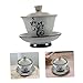 Imagen de DECHOUS Tazón de Té de Kung Fu Tradicional Chino Taza de Té de Cerámica Cuenco de Práctico para Vajilla Duradera para Taza con Bandeja para Ceremonia