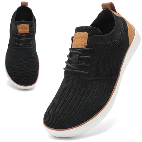 CFVKPT Mens Wide Toe Box Dress Shoes Barefoot Shoes with Zero Drop Sole Business Oxfords Fashion Casual Sneakers Size 6.5-13