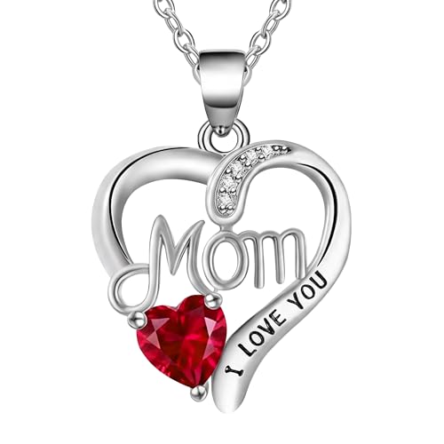 Euedue Mom �a���΃l�b�N���X �� ���u �n�[�g �l�b�N���X I Love You Mom �M�t�g ��̓� �a���� �W���G���[ �M�t�g �c�� ���� ��, Adjustable Size, ���� ����, �L���[�r�b�N�W���R�j�A