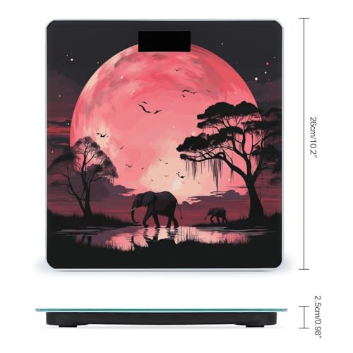 Balanza de baño digital Pink Moon Elephant con vidrio templado miniatura 2