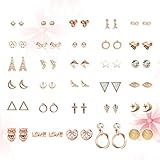 ANDRESLAD 30pares Pendientes Pequeños y Elegantes Pack De Diseño De Animales Luna y