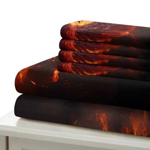 Housse de couette effet ultra doux oiseau de feu parure de lit microfibre résistante 3D