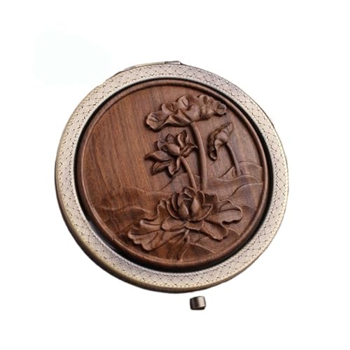 YKJGRTF Compact Mirror -Wood Makeup Mirror Portable Magnifying Retro Compact Folded Pocket Women Gift(Color-09)(Color-12)