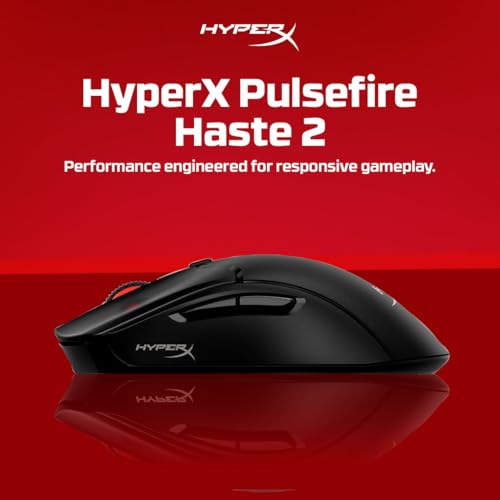 Image of HyperX Pulsefire Haste 2 Dual Wireless RGB Gaming Mouse, Up to 26K DPI, HyperX 26K Sensor, 61g Ultra Lightweight, 100 Hr Battery Life, 1K Hz Polling Rate, 24 Months Warranty - Black [6N0B0AA]