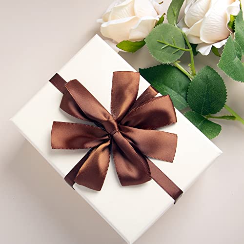 Image of Solid Color Double Faced Brown Satin Ribbon 3 /8 inch X 50 Yards, Ribbons Perfect for Crafts, Wedding Decor, Bow Making, Sewing, Gift Package Wrapping and More