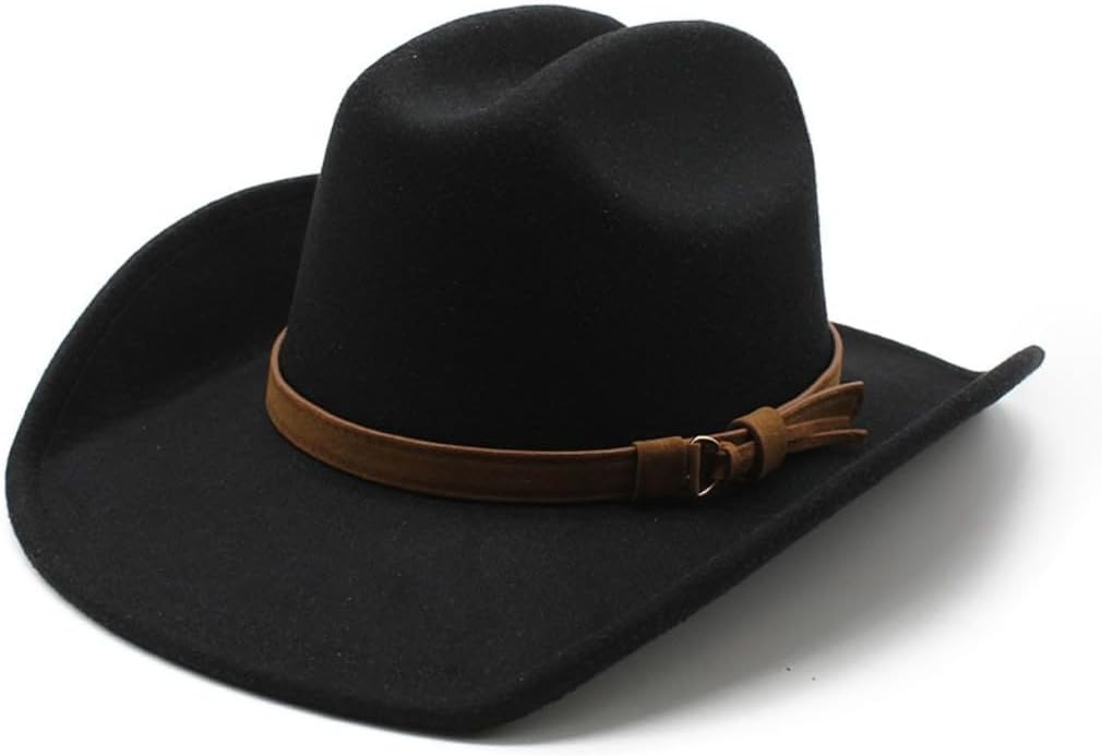 Western Cowboy Hat, Brown Felt with Leather Band, Wide Brim