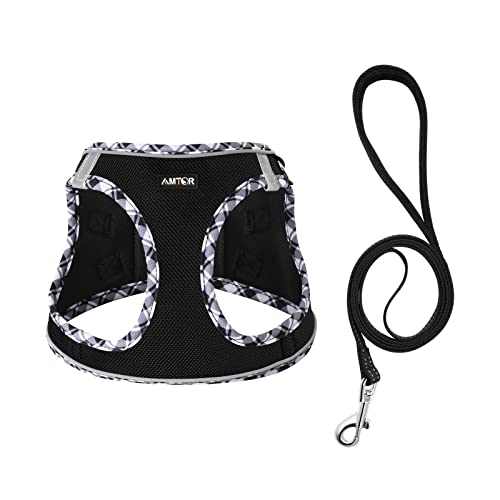 Amtor Dog Harness With Leash Set,No Pull Adjustable Reflective Step-In Puppy Harness With Padded Vest For Extra-Small/Small Medium Large Dogs And Cats(Blackwhite) #TOP4