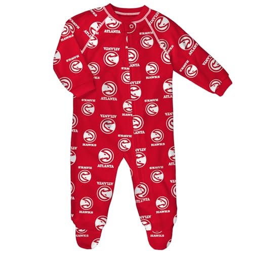 Outerstuff NBA Newborn (0-9M) Infant (12M-24M) Raglan Zip Up Coverall, Atlanta Hawks 18 Months