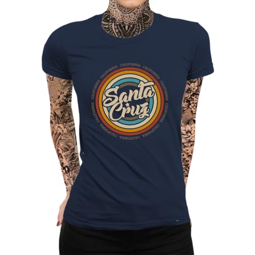 Vintage Surfing Santa Cruz Surfer Retro 70s 80s California Los Angeles Women's T-Shirt, navy blue, XL