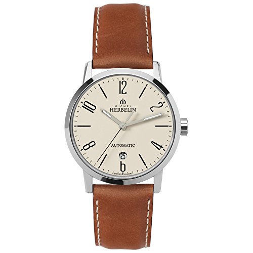 Preisvergleich Produktbild Michel Herbelin Unisex Erwachsene Analog Uhr mit Leder Armband 1669 / 07GO