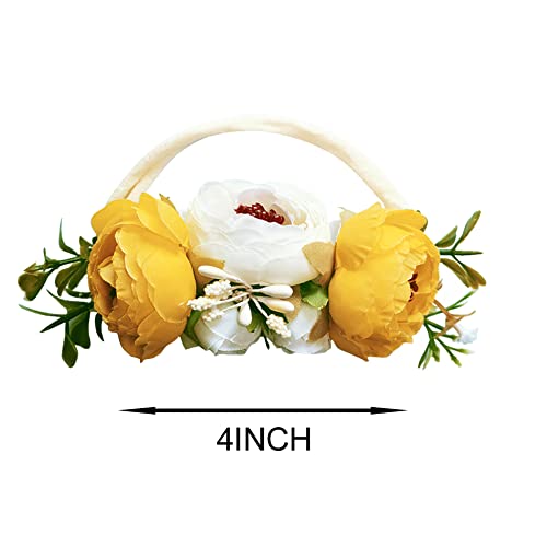 BGFKS Ruffle Sleeve Romper for Baby Girl, Toddler Girls 1st Birthday Bodysuit with Flower Headband.2