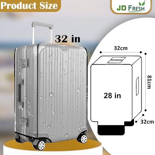 Image of JD FRESH 32 inch Trolley Bag Cover /Waterproof Dustproof Luggage Bag Cover /Zippered Clear PVC Suitcase Covers Protectors (Set of 1)