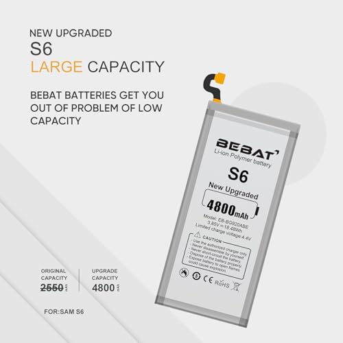 Image of Replacement Battery for Samsung Galaxy S6,4800mAh High Capacity New 0 Cycle Battery for Samsung Galaxy S6 SM-G920 G920V G920T G920A G920P G920I G920F S906L with Repair Tool Kits