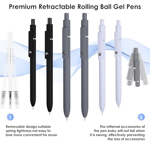Image of Gel Pens, 6pcs 0.5mm Black Ink Fine Point Pens, Cute Office School Supplies | Quick Dry Smooth Writing Pens For Journaling Note Taking, Anniversary Birthday Gifts for Men Women, Nurse Aesthetic Pen