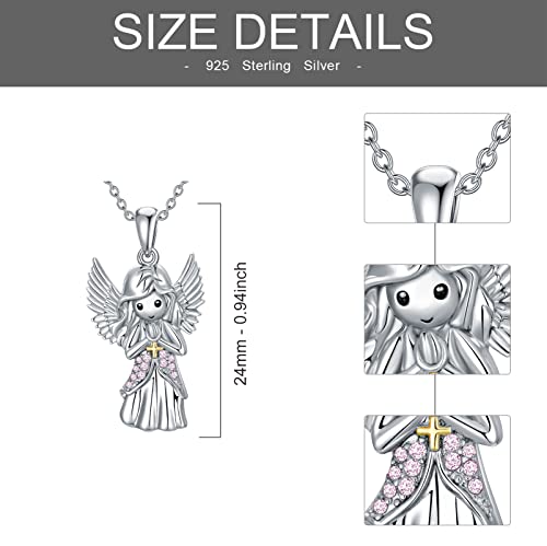 Aoboco Sterling Silver Guardian Angel Necklace Embellished With Crystals From Austria,Hypoallergeni Angel Pendant, Anniversary Birthday Christening Communion Baptism Jewelry Gifts Present For Women Girls-2 #TOP4
