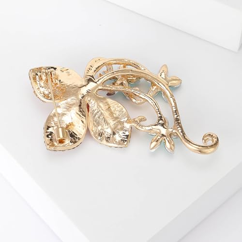 Image of Rhinestone Flower Brooch 18K Gold Plated Flower Floral Brooch Elegant Pearl Lapel Pin Costume Jewelry Thanksgiving Day Birthday Wedding Gifts for Mom Wife