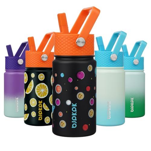 Image of BJPKPK Insulated Water Bottle, 15oz Stainless Steel with Straw Lid
