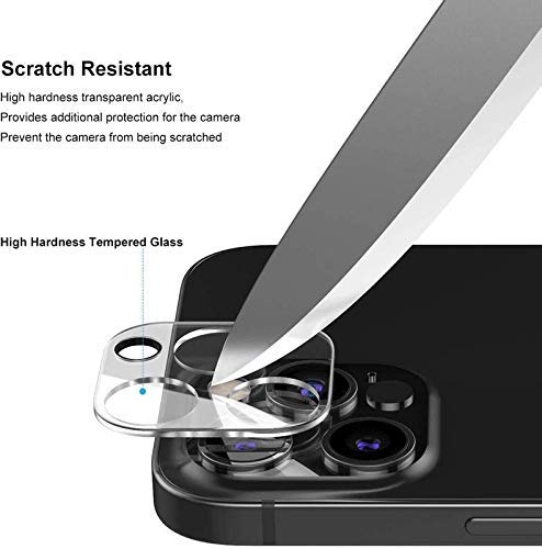 Image of Back Camera Lens Protector For iPhone 12 [6.1] (2 Cameras),3D Ultra Thin 9H Hardness High Definition Anti Scratch Full All Side Camera Coverage Tempe.