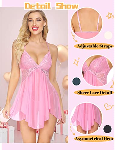 Image of Avidlove Women Lingerie Lace Babydoll V Neck Sexy Sleepwear Strap Chemise