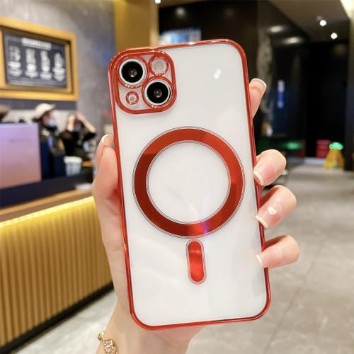 Étui magnétique iPhone 14 Plus rouge résout la charge lente avec sa coque souple claire