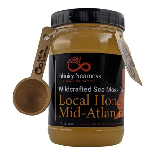 Infinity Seamoss - Sea Moss Gel + Mid-Atlantic Local Honey | St. Lucia Wildcrafted Sea Moss | 100% Organic (32oz)