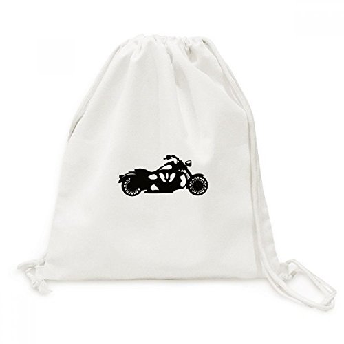 Sac à dos cordon en toile robuste avec motif silhouette moto mécanique