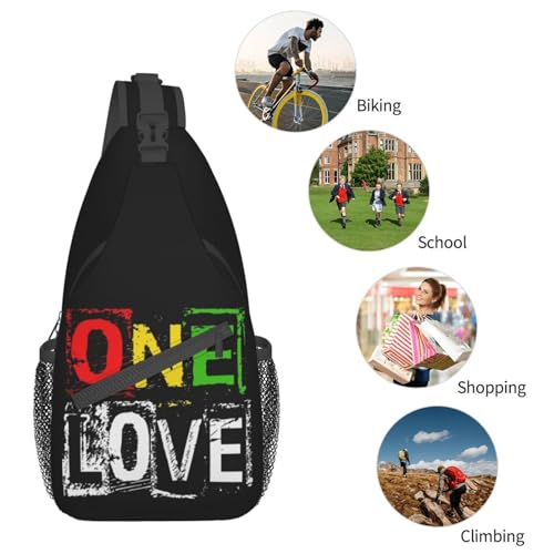 One Love Jamaican Rasta Reggae Crossbody Chest Bag miniatura 6