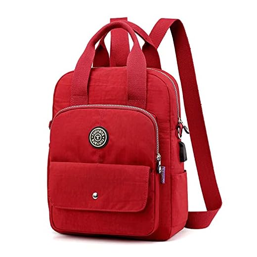 EVEOUT Donna Casuale Zaino Borsa a Tracolla Borsetta per Viaggiare Lavoro Scuola Campeggio (Rosso)
